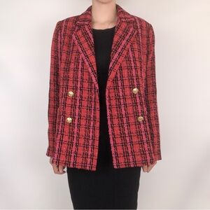 Rachael Zoe Tweed Double Breasted Pink Academia Blazer Size M